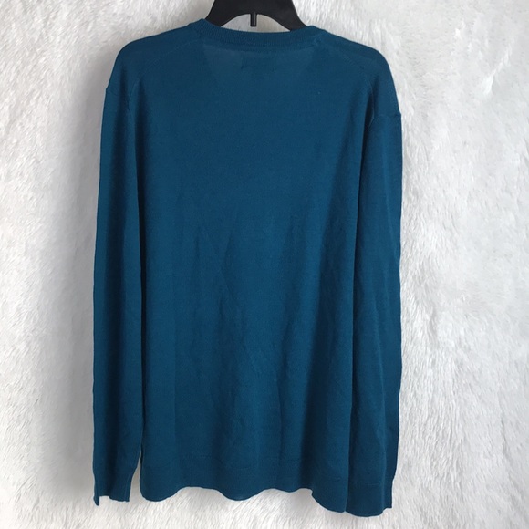 CLUB ROOM Majestic Teal Blue V-Neck Wool Blend - Picture 9 of 10
